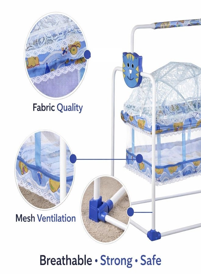 Maanit Baby Swing with Transparent Canopy for New Born Baby 0-9 Months (Blue) - Image 2